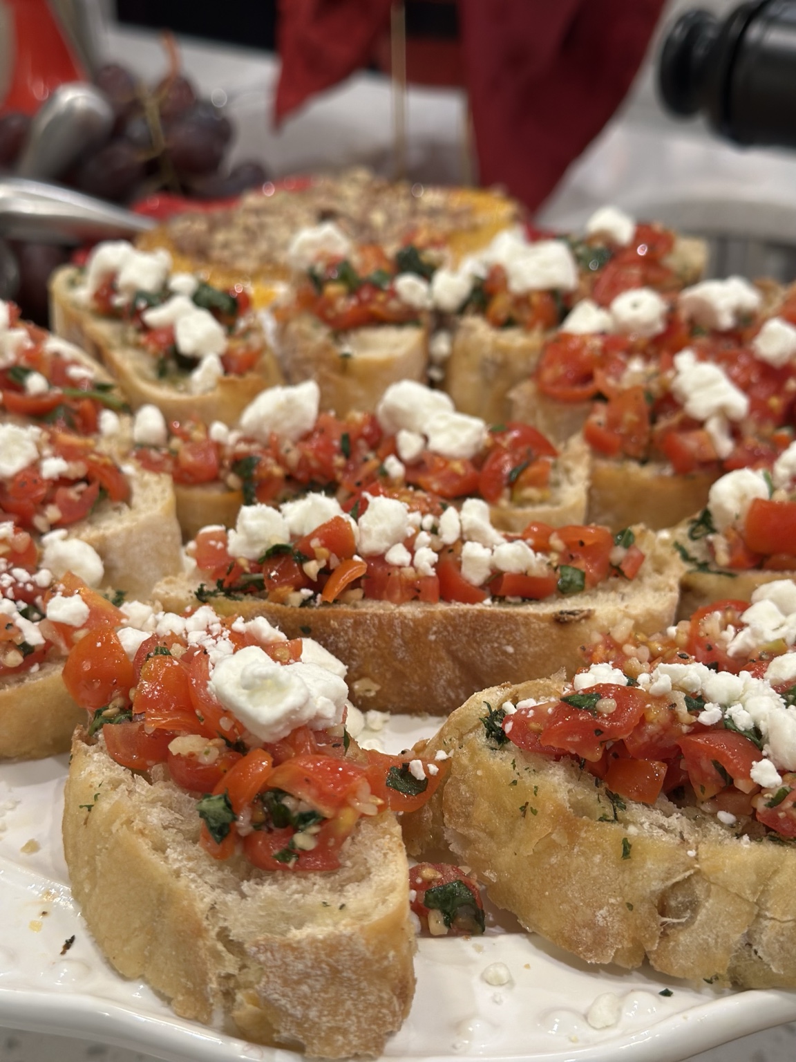 Bruschetta platter with feta and basil
